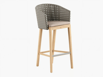 CALYPSO - Synthetic fibre and teak stool with integrated cushion by Royal Botania - view 2